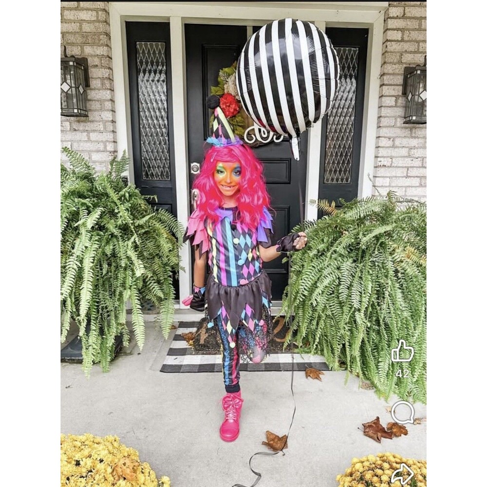 Twisted Circus Costume- Girls Small 4-6, Includes full Costume, Wig, Glow Paint